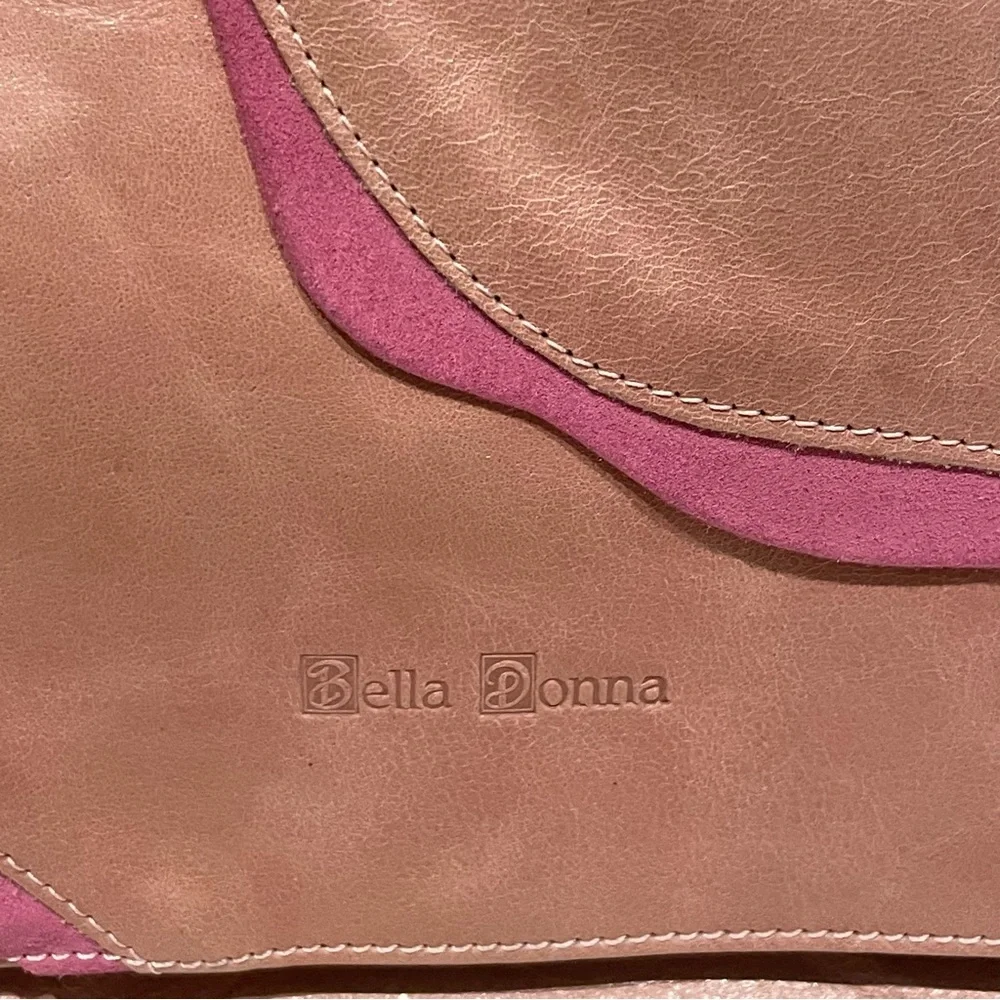Bella Donna Italian crafted leather handbag with fringe. In Barbie pink. - Picture 7 of 12